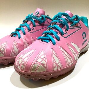 Leoci Firm Ground Soccer Cleats Womens 7 Mens 4.5 Pink Blue Football Shoes EU 37